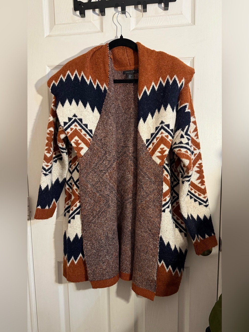 Tahari long sleeve open front Cozy comfy cardigan soft heavy size XL AZTEC